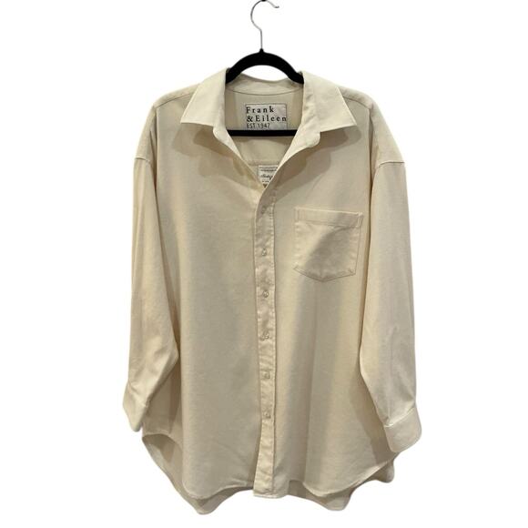 Frank & Eileen Mackenzie Italian Flannel Oversized Shirt Winter White One Size - Picture 2 of 13